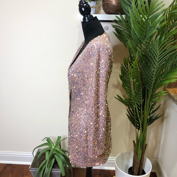 A.Peach Sequins On The Rocks Blazer Dress in Rose Gold Small - Picture 6 of 12